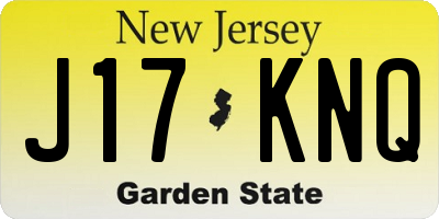 NJ license plate J17KNQ