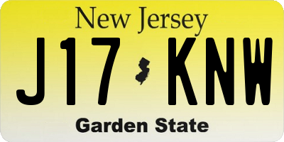 NJ license plate J17KNW