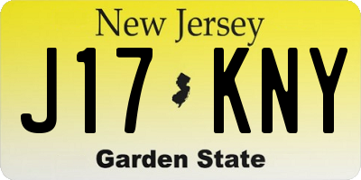 NJ license plate J17KNY
