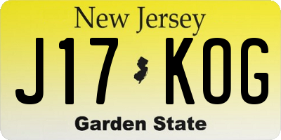 NJ license plate J17KOG