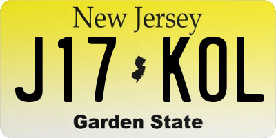 NJ license plate J17KOL