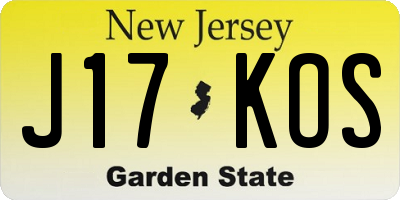 NJ license plate J17KOS