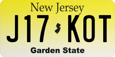 NJ license plate J17KOT