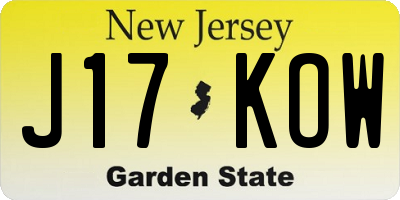 NJ license plate J17KOW