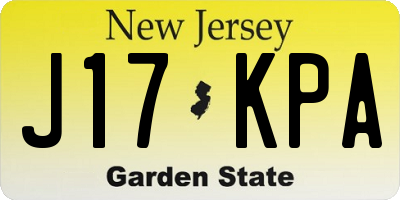 NJ license plate J17KPA