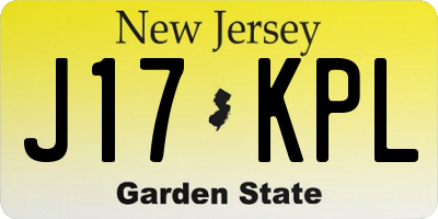 NJ license plate J17KPL