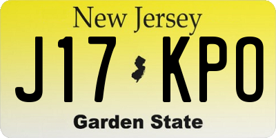 NJ license plate J17KPO