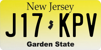 NJ license plate J17KPV