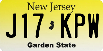 NJ license plate J17KPW