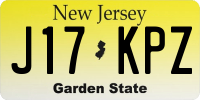 NJ license plate J17KPZ