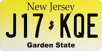 NJ license plate J17KQE