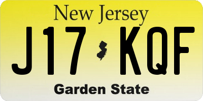 NJ license plate J17KQF