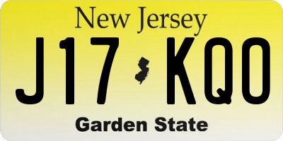 NJ license plate J17KQO