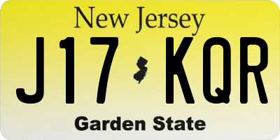 NJ license plate J17KQR