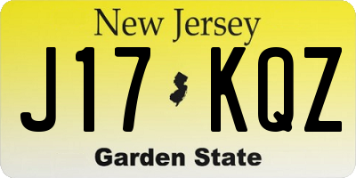 NJ license plate J17KQZ