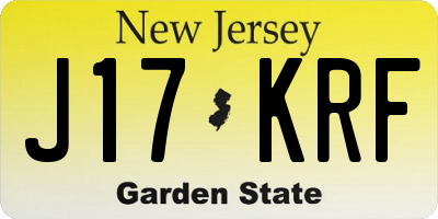 NJ license plate J17KRF