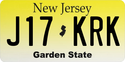 NJ license plate J17KRK
