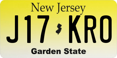 NJ license plate J17KRO