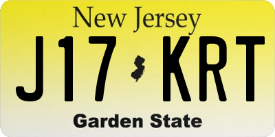 NJ license plate J17KRT