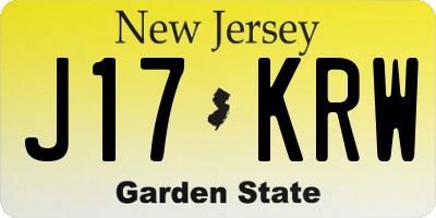 NJ license plate J17KRW