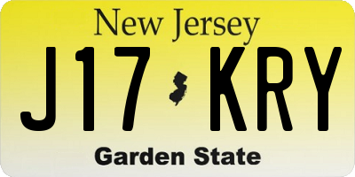 NJ license plate J17KRY