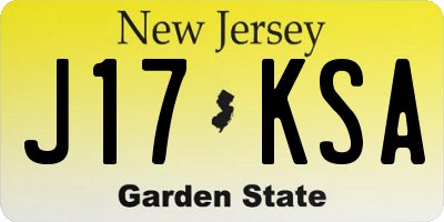 NJ license plate J17KSA