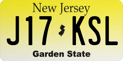 NJ license plate J17KSL