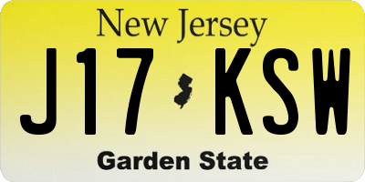 NJ license plate J17KSW