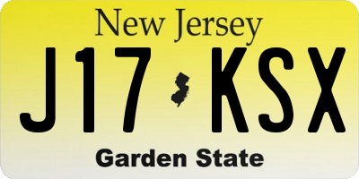 NJ license plate J17KSX