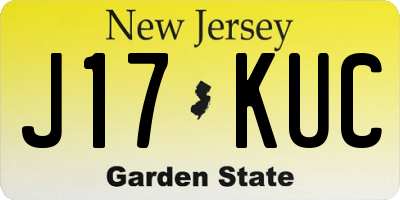 NJ license plate J17KUC