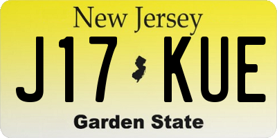 NJ license plate J17KUE