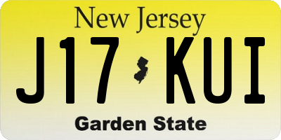 NJ license plate J17KUI