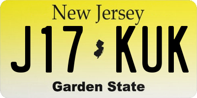 NJ license plate J17KUK