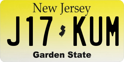 NJ license plate J17KUM