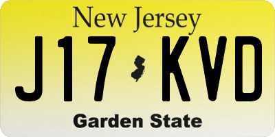 NJ license plate J17KVD