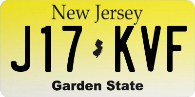 NJ license plate J17KVF
