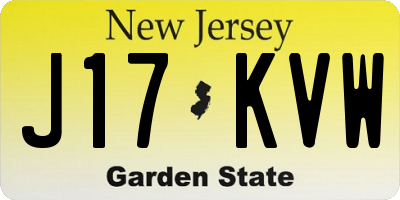 NJ license plate J17KVW