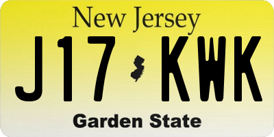 NJ license plate J17KWK