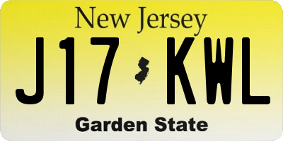 NJ license plate J17KWL
