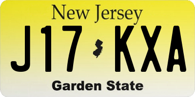 NJ license plate J17KXA