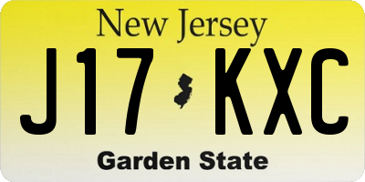 NJ license plate J17KXC