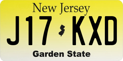 NJ license plate J17KXD