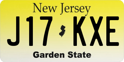 NJ license plate J17KXE