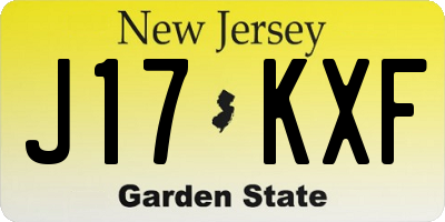 NJ license plate J17KXF