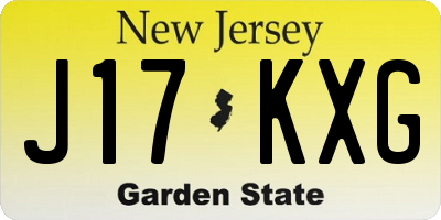 NJ license plate J17KXG