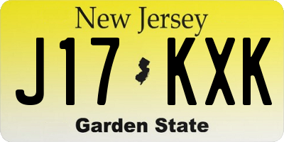 NJ license plate J17KXK