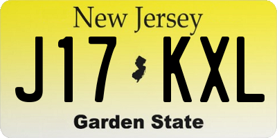 NJ license plate J17KXL