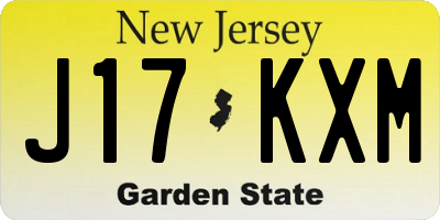 NJ license plate J17KXM