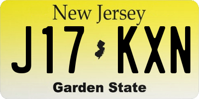 NJ license plate J17KXN