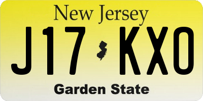 NJ license plate J17KXO